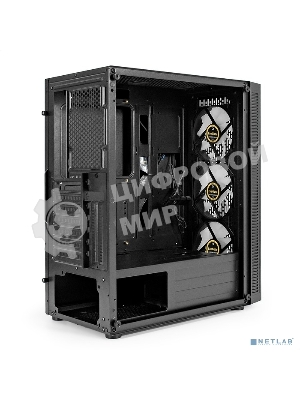 Компьютерный корпус Miditower ExeGate EVO-5001A-700NPX (ATX, БП 700NPX с вент. 12 см, 2хUSB+1хUSB 3.0+HD Audio, черный, 3 вент.12см с RGb подсветкой, боковая панель - закаленное стекло)