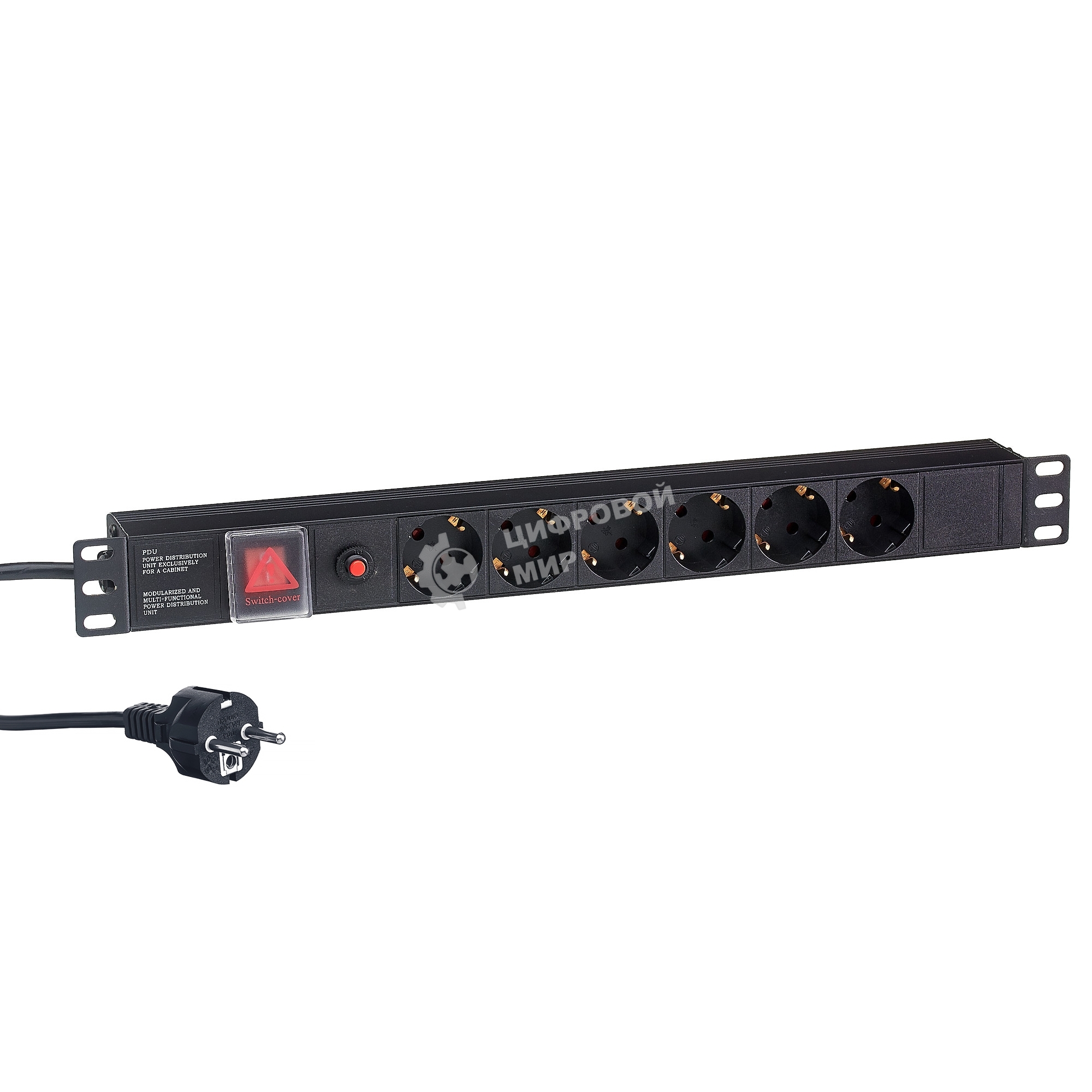 Блок розеток горизонтальный ExeGate ServerPro PDU-19H606 Al-6S-EU2-SW-O, 19