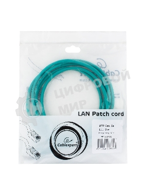 Патч-корд UTP Cablexpert кат.5e, 2м, литой, многожильный (зеленый)
