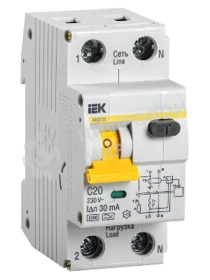 Выключатель автоматический дифференциального тока IEK 2п 20А/30мА CАВДТ 32 MAD22-5-020-C-30