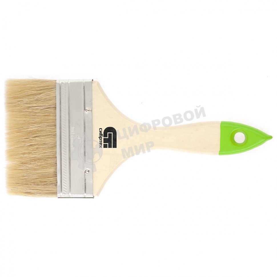 Кисть Сибртех плоская 100 мм, натуральная щетина, деревянная рукоятка