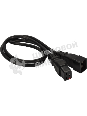 Шнур питания Lanmaster с блокировкой C19-C20, 3х1.5, 220В, 16А, черный, 0.5 метра