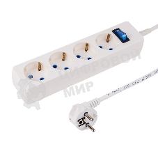 Сетевой фильтр PROconnect STANDARD 4 гнезда, 5 м, 3х0.75 мм², с/з + автовыкл., белый