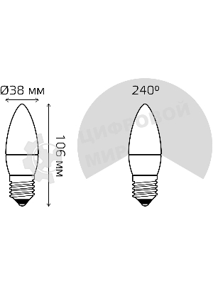 Лампа светодиодная Gauss Elementary 30210 10Вт цок.:E27 свеча 220B 3000K св.свеч.бел.теп. (упак.:10шт)