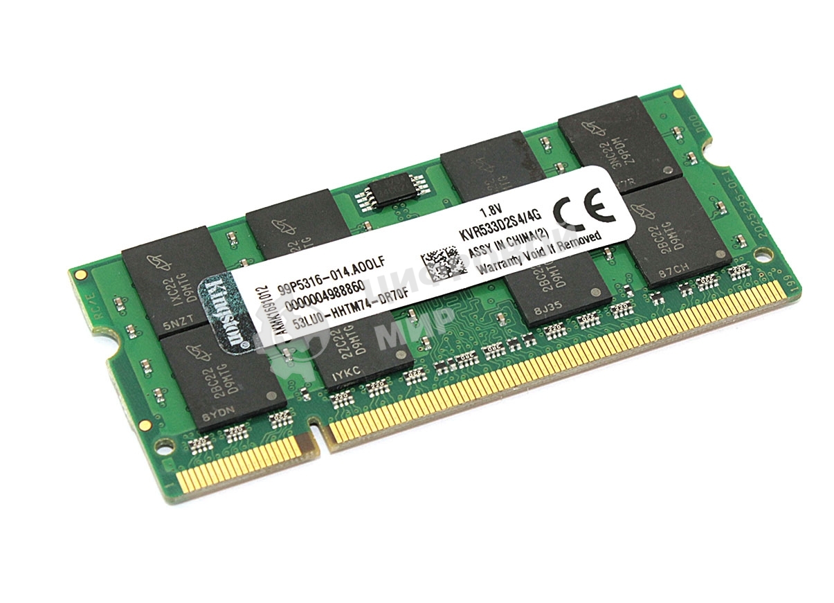 Оперативная память Kingston ValueRAM, DDR2, 4GB (1x4GB), 533MHz, CL4, SO-DIMM