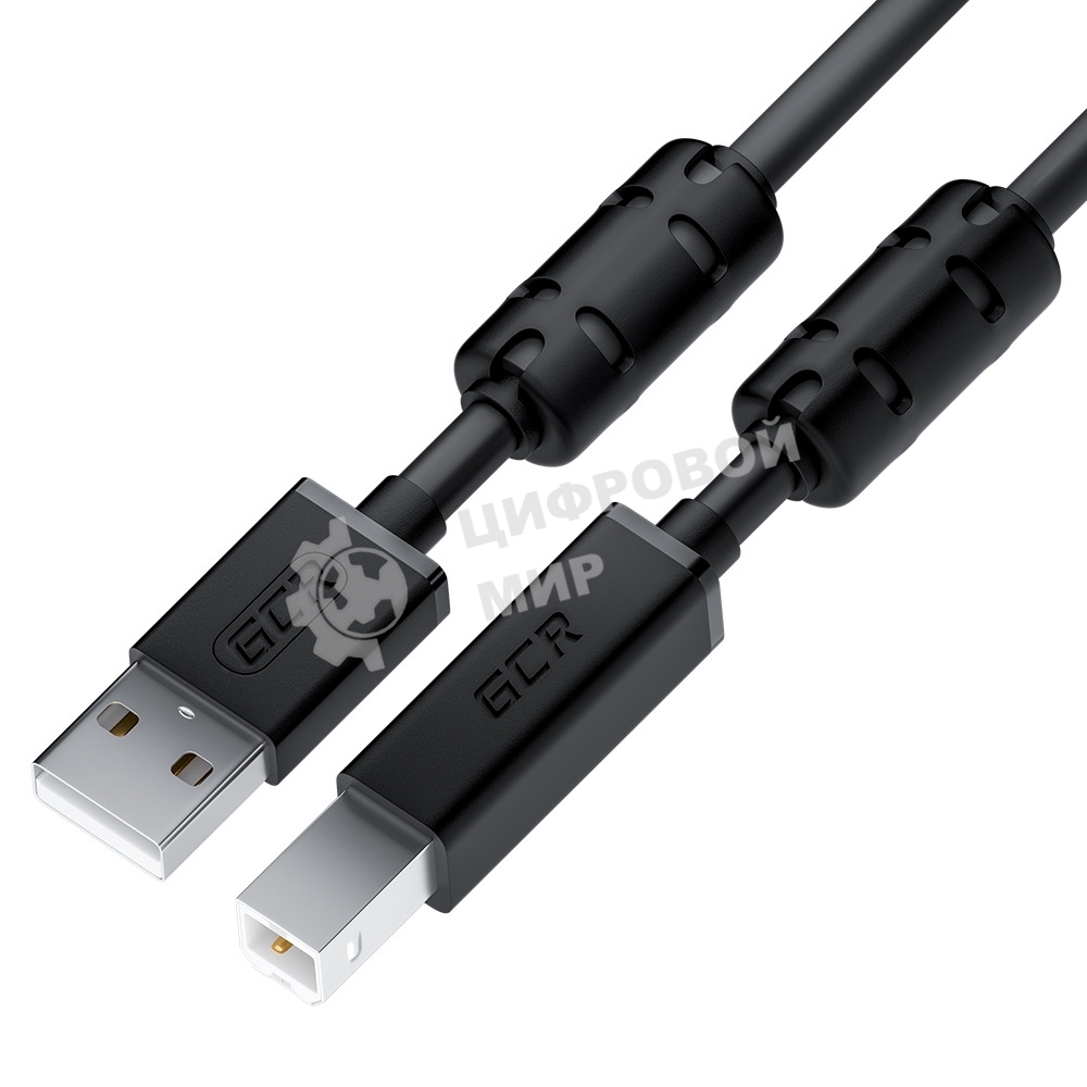 Кабель PROF 5.0m USB 2.0, AM/BM, черный, ферритовые кольца, экран, армированный, морозостойкий