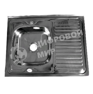 Мойка FABIA 62275L 80х60 наклад левая 0.6 мм + большой сифон с переливом, накладная, левая, толщина 0,6 мм, глубина 160 мм