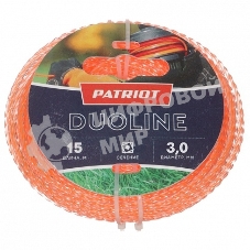 Леска для триммеров PATRIOT Duoline D 3,0мм L 15м скрученный квадрат, двухцветная, красная жила