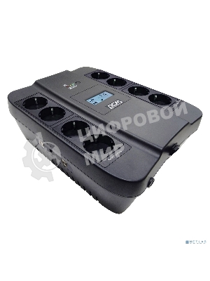 Источник бесперебойного питания Powercom Back-UPS SPIDER, Line-Interactive, LCD, AVR, 1100VA/605W, Schuko, USB, черный (1452054)