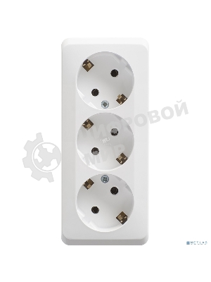 Тройная розетка Schneider Electric ЭТЮД O/У с заземлением без шторок 16А 250B, белый,