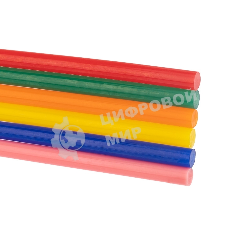 Клеевые стержни Rexant, Ø7 мм, 100 мм, цветные, 12 шт., блистер