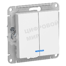 Механизм выключателя 2-кл. AtlasDesign с подсветкой (сх.5а) 10АХ бел. SchE ATN000153