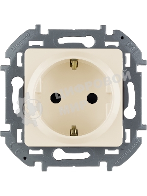 Розетка 2К+З со шторками немецкий стандарт 16А 250 В слоновая кость