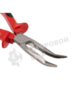 Тонкогубцы изогнутые Rexant 200 мм никелированные, двухкомпонентные рукоятки