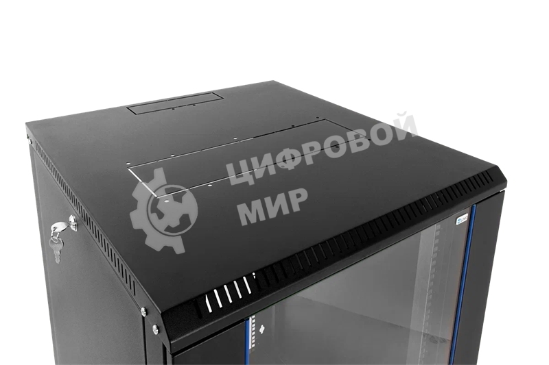 Шкаф телекоммуникационный настенный разборный ЦМО 18U (600 х 350) дверь стекло, черный (ШРН-Э-18.350-9005)