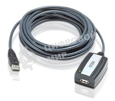 Кабель удлинитель активный(с усилителем) USB 2.0 AM/AF 5m, ATEN UE250-AT, 4 pin, опрессованный, серый