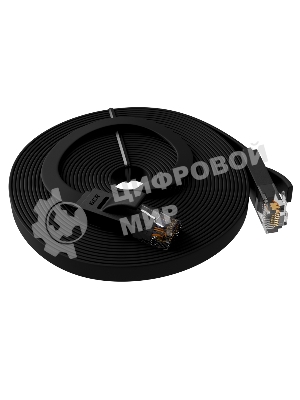 Патч-корд Greenconnect PROF плоский прямой 10.0m, UTP медь cat.6, черный, позолоченные контакты, 30 AWG, GCR-LNC616-10.0m, ethernet high speed 10 Гбит/с, RJ45, T568B