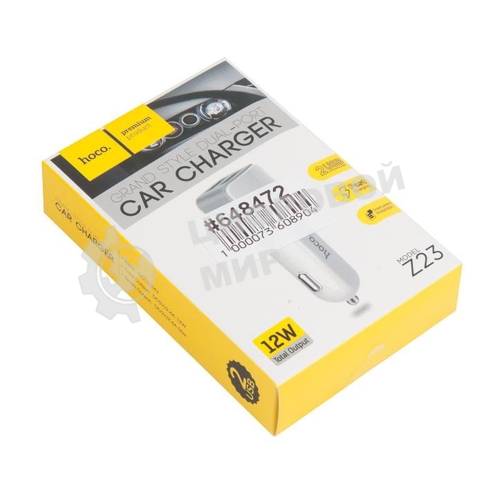 Авто ЗУ/HOCO HC-78005 Z23/2 USB/Выход: 12W/белый