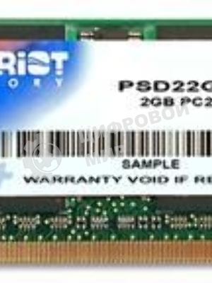 Оперативная память Patriot, DDR2, 2GB (1x2 GB), 800 MHz, CL6, SO-DIMM
