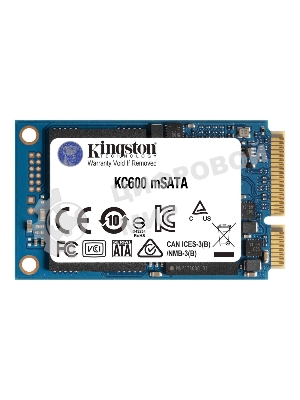 Накопитель SSD Kingston KC600, 256Gb, mSATA, R/W 550/500