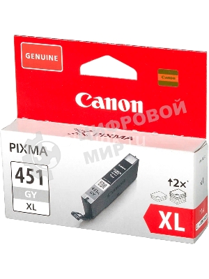 Картридж струйный Canon CLI-451XLGY серый, 780 стр. (повышенной емкости), для PIXMA iP7240, MG5440, 6340