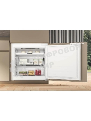 Холодильник встраиваемый Whirlpool WHSP70T241P 70 см, 193.5х54.3х69 см, 295/95 л, инверторный компрессор, автоматическая разморозка, зона свежести влажная, сенсорное управление, технология 6 SMYSL FreshControl, MultiFlow, FreezeControl, перенавешиваемые дверцы, скользящие направляющие, Италия