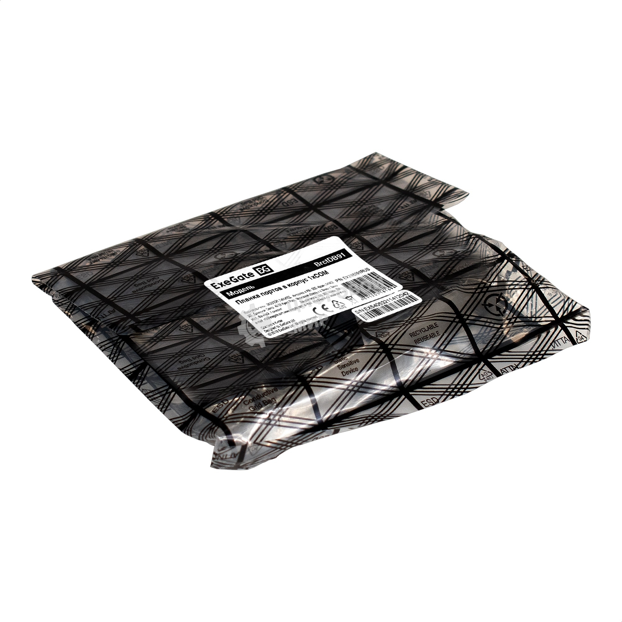 Планка портов в корпус 1xCOM ExeGate BrctDB91 (Com 10-pin (F) --> RS232 DB9 Male, кабель 20 см)