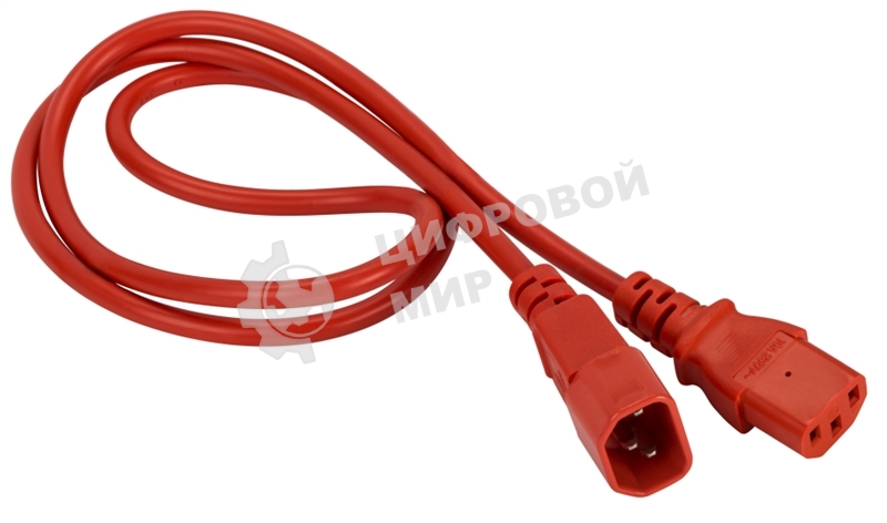 Шнур питания Lanmaster C13-C14, 3х0.75, 220В, 10А, красный, 1 метр