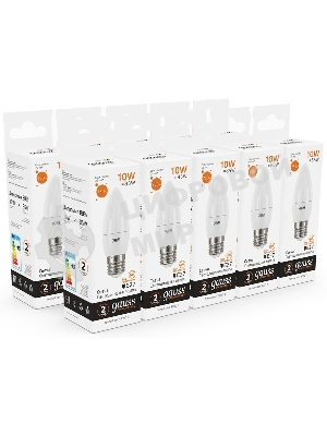 Лампа светодиодная Gauss Elementary 30210 10Вт цок.:E27 свеча 220B 3000K св.свеч.бел.теп. (упак.:10шт)