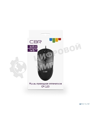 Мышь проводная CBR CM 120 черный, 1000 dpi, USB, кнопки - 3