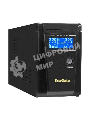 Источник бесперебойного питания (инвертор, синус, для котла) ExeGate SineTower SZ-600.LCD.AVR.1SH <600VA/360W, чистый синусоида, LCD дисплей, AVR, 1*Schuko, линейно-интерактивный, внешняя батарея 12В до 200Ач, Black>