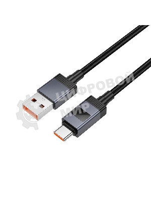 Кабель USB2.0 Hoco AM/Type-C, 5А, с дисплеем, X118, 1м, черный, коробка
