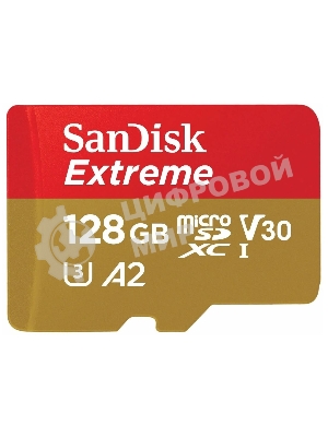 Флеш карта microSD 128Gb SanDisk microSDXC Class 10 UHS-I A2 C10 V30 U3 Extreme 190MB/s