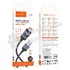 Кабель USB2.0 Hoco AM/Type-C, 5А, с дисплеем, X118, 1м, черный, коробка