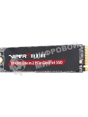 Накопитель SSD Patriot Viper VP4300 Lite, 2Tb, PCIe 4.0 x4, M.2 2280, NVMe, R/W 7400/6400, с радиатором