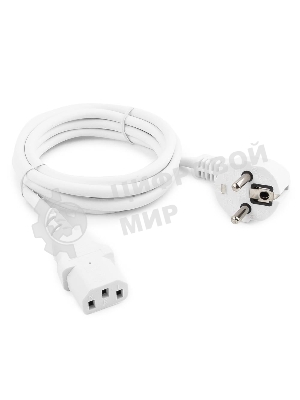 Кабель питания Cablexpert PC-186W Schuko-C13, 3x0.5мм2, 6A, с заземлением, 1.8м, белый, пакет