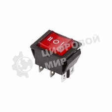 Выключатель клавишный Rexant 250V 15А (6с) ON-OFF-ON красный с подсветкой и нейтралью