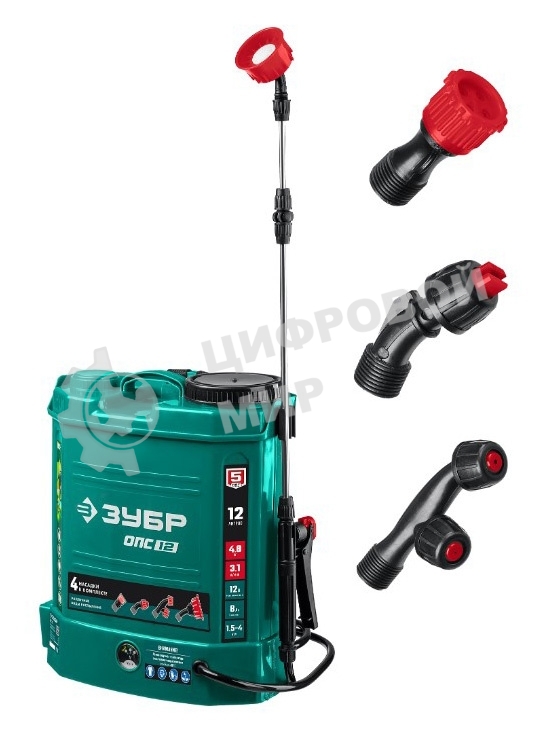 Опрыскиватель Зубр 12 л бак, аккумуляторный, 12В, 8А·ч
