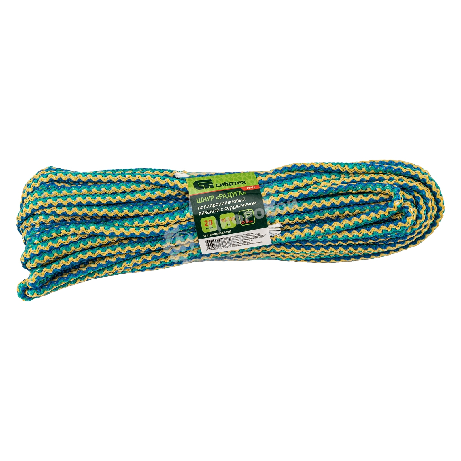 Шнур вязаный полипропиленовый Сибртех с сердечником 