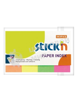 Закладки самоклеящиеся, индексы бумажные Hopax 21205 20x50мм, 4 цвета в упаковке, 50 листов
