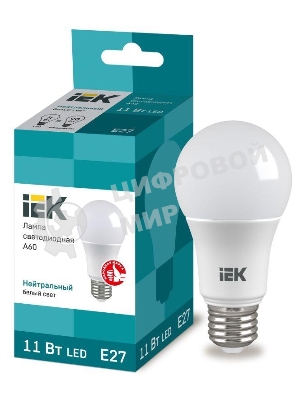 Лампа светодиодная IEK LLE-A60-11-230-40-E27 ECO A60 11Вт грушевидная 4000К белый E27 990лм 230-240В