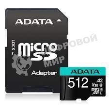 Флеш карта MICRO SDXC 512Gb W/AD. AUSDX512GUI3V30SA2-RA1 ADATA