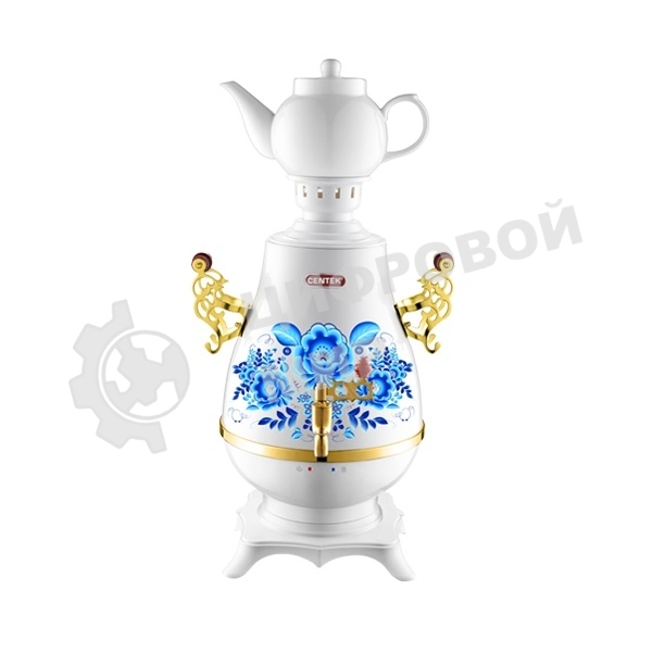 Самовар Centek СТ-0092 A (белый+рисунок+золото), 4.0л, 2300Вт, поддерж.t + LED индикатор, керам зав.