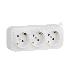 Блок розеток Quteo с предварительным подключением 3x2К+З со шторками, 16A, 250В, IP 20, белый