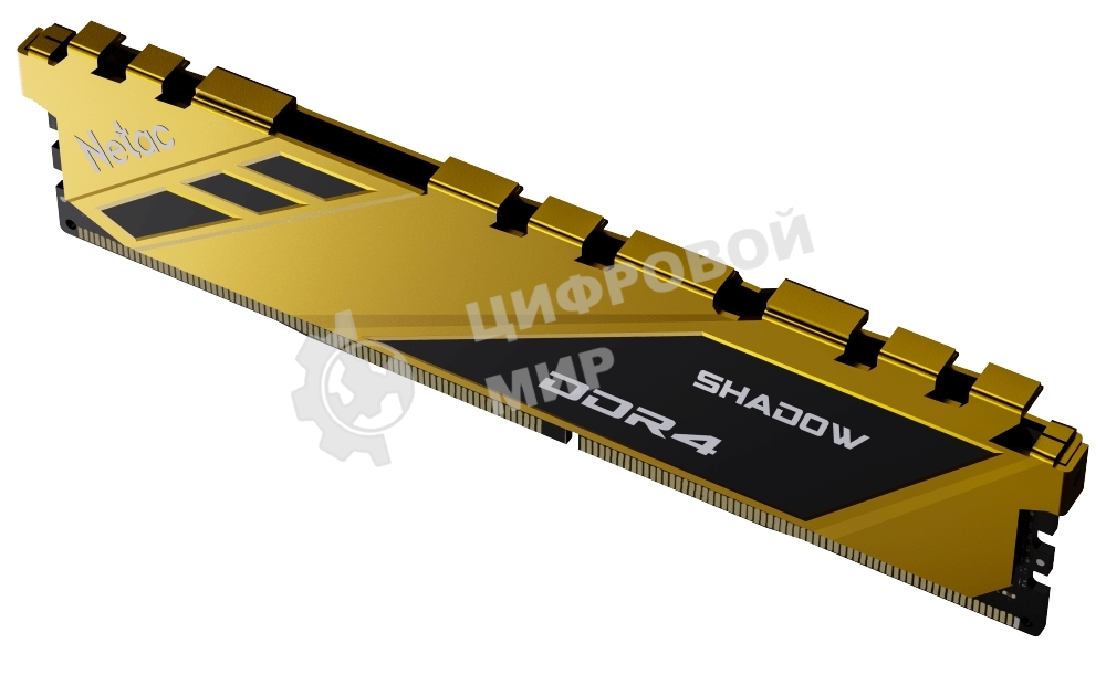 Оперативная память NETAC Shadow, DDR4, 16GB (1x16GB), 3200MHz, CL16, DIMM, с радиаторами, желтый