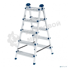 Стремянка двухсторонняя Сибртех 5 ст., сталь профиль, стальные ступени