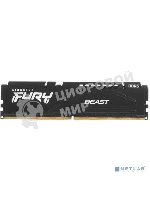 Оперативная память Kingston Fury Beast, DDR5, 16GB (1x16GB), 5600MHz, CL40, DIMM, с радиаторами, черный