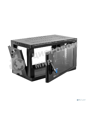 Шкаф коммутационный ЦМО (ШРН-6.350-9005) настенный 6U 600x350 мм пер. дв. стекл 200 кг черный 300 мм 180 град.