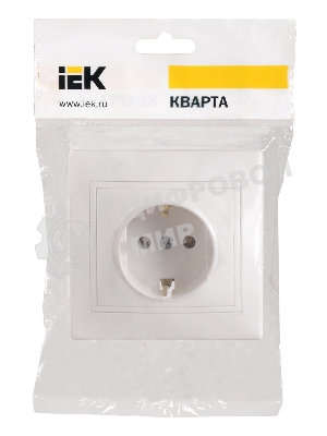 Розетка IEK ERK14-K01-16-DM РС10-3-КБ 1местн. c з/к без защ.штор. 16А КВАРТА (белый)