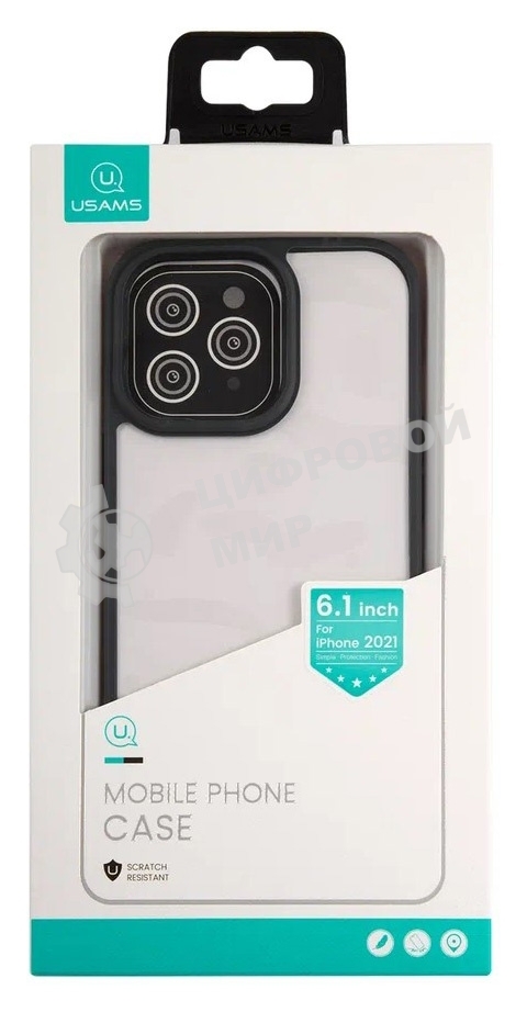 Чехол для Apple iPhone 13 Pro Usams US-BH770 прозрачный/черный (УТ000028119)